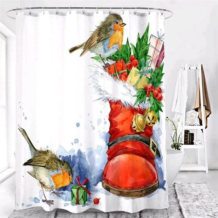 Christmas Style Shower Curtain Digital Print Polyester Shower Curtain