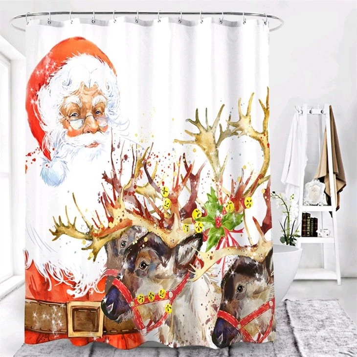 Christmas Style Shower Curtain Digital Print Polyester Shower Curtain