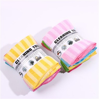Export Stripe Factory Non-oil Multi-functional Microfiber Rags Lazy Dishwashing Cloth Cleaning Cloth Dishwashing Cloth