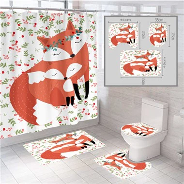 Shower Curtain Set With 4 Pcs