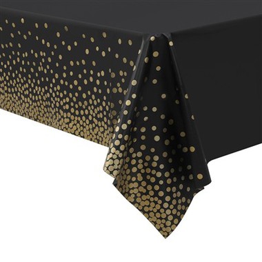 Spot Black-bottom Silver Tablecloth Party Festival Tablecloth Waterproof Anti-oil Black Gold Tablecloth Factory