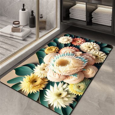 Three-dimensional Flower Soft Diatom Mud Mat Bathroom Absorbent Mat Toilet Foot Mat Quick Dry Non-slip Toilet Door Mat