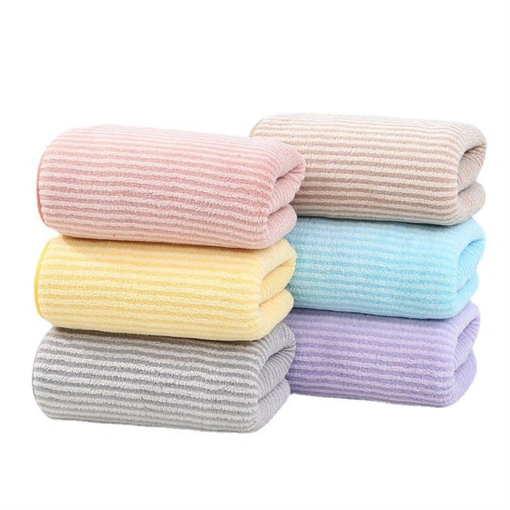 Wholesale Warp Knitted Coral Velvet Fine Strip Towel Absorbent Quick Drying Household Hook Face Towel Hand Towel Face Towel