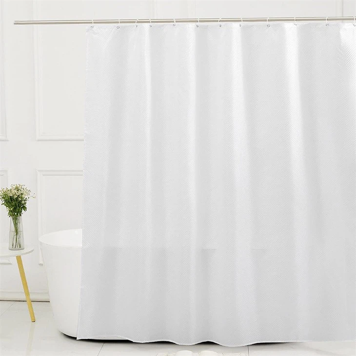 Diamond Polyester Shower Curtain - Waterproof Bath Curtain With 12 Hooks