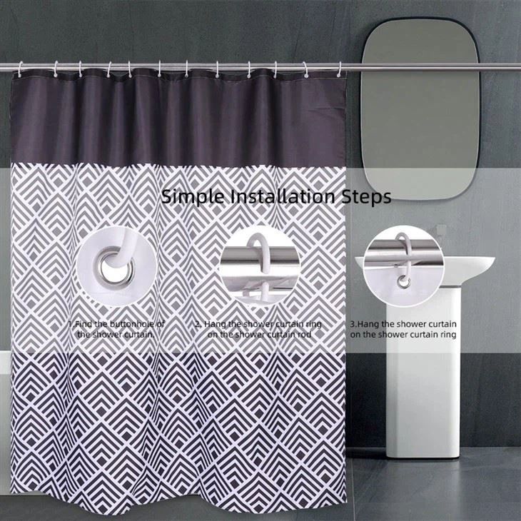 Factory Hot Selling Shower Curtain Splicing Design Shower Curtain Bath Polyester Shower Curtain For Bathroom Product