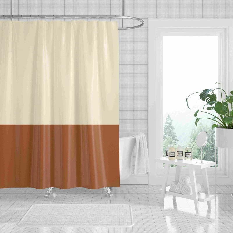 Printed Two-tone Color Polyester Shower Curtain 180*180cm